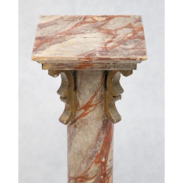 Small Faux Marble Pedestal Column, 19th Century For Sale - Image 3 of 8