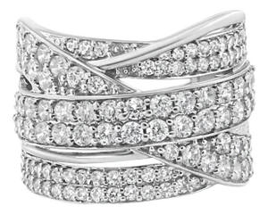 .925 Sterling Silver 2.00 Cttw Round-Cut Diamond Overlapping Bypass Band Ring - Ring Size 7