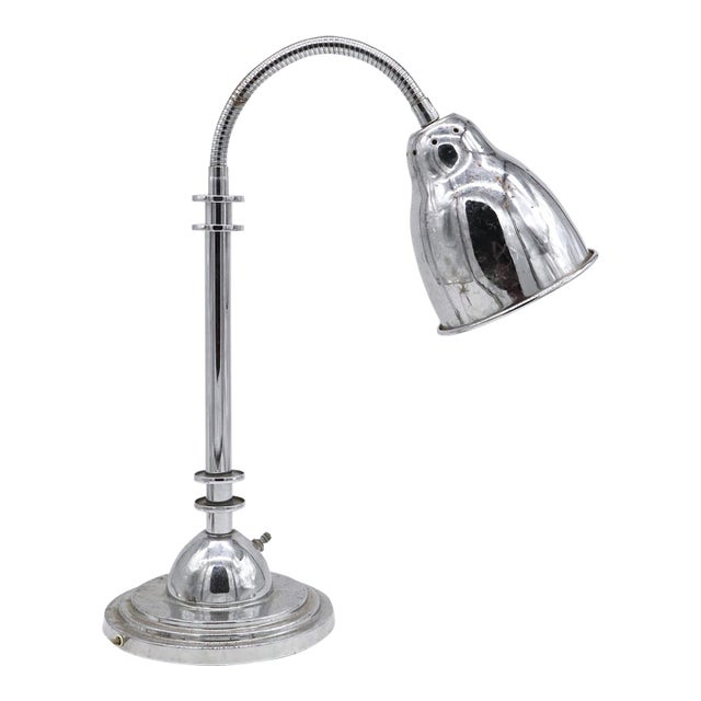 Vintage Chrome Gooseneck Table Lamp For Sale