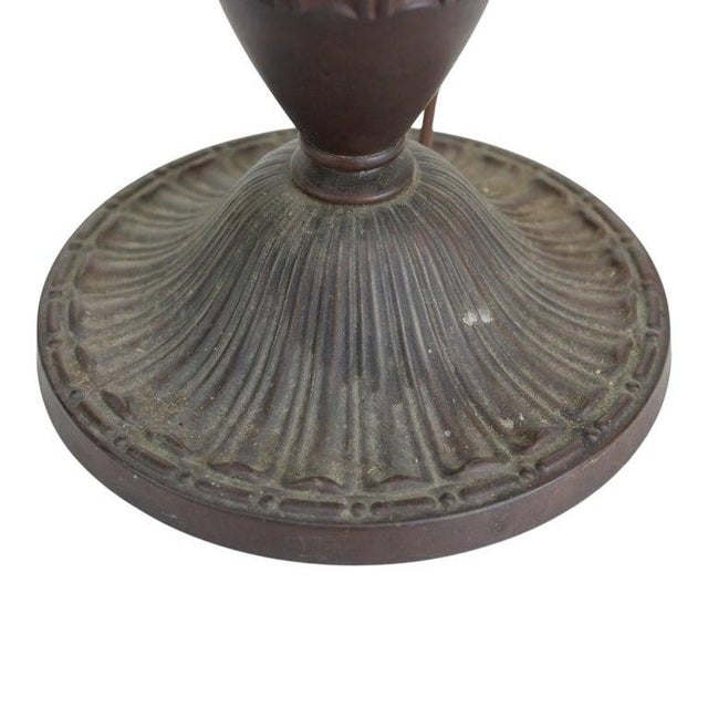 Arts & Crafts Bradley & Hubbard Style 6-Panel Slag Glass Lamp Unsigned C1920 For Sale - Image 4 of 11