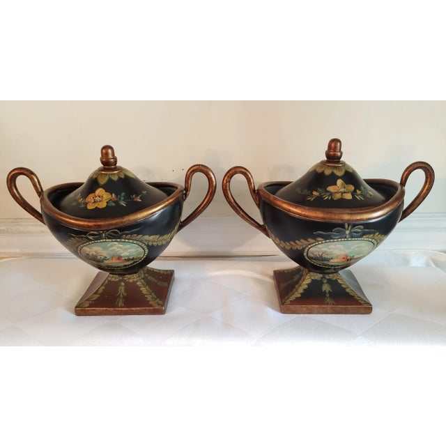 Japanese Vintage 1950s Hand Painted Decorative Ceramic Urns - a Pair For Sale - Image 12 of 12