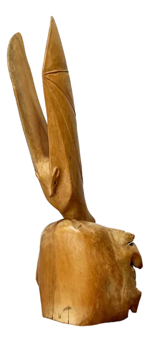 Vintage Wooden Hand Carved Bat Figurine, 1970s