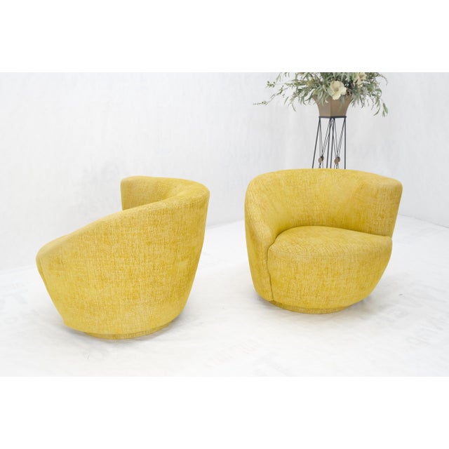Yellow Pair of Vladimir Kagan for Directional Nautilus Chairs Yellow Gold MINT! For Sale - Image 8 of 15