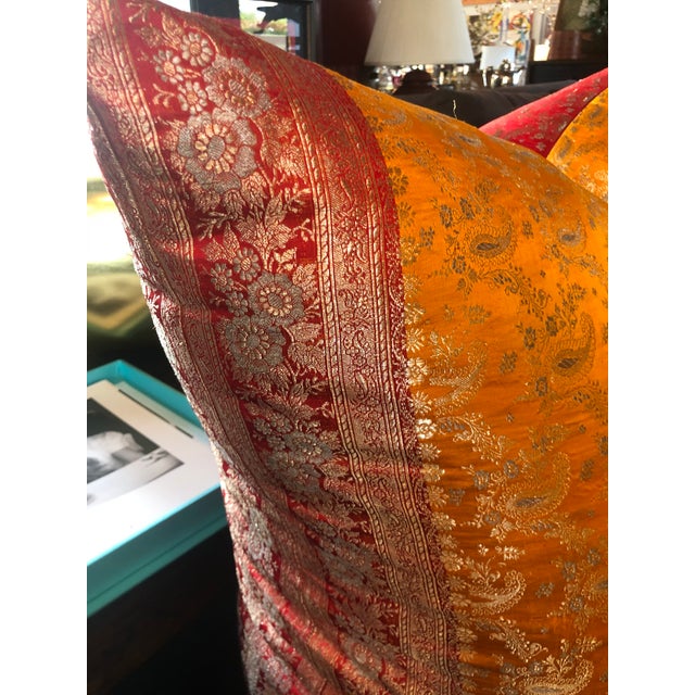 Antique Sari Custom Silk Orange Red Floor Cushion Chairish