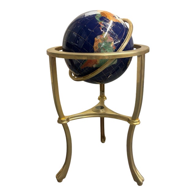Alexander Kalifano Gemstone on Brass Tripod Stand For Sale