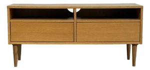 Vintage Danish Modern Oak Media Console / Low Tv Stand With Drawers