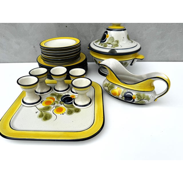 1980s Vintage Farmhouse Aragon German Pottery Ceramic Dinner Service , 1980s, Set of 21 For Sale - Image 5 of 12