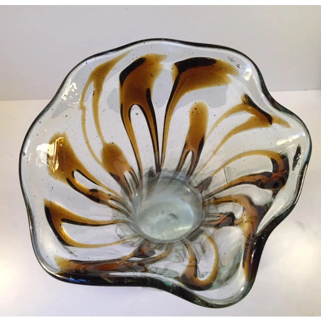 Large Art Nouveau Glass Vase with Amber Threading, 1910s For Sale - Image 6 of 11