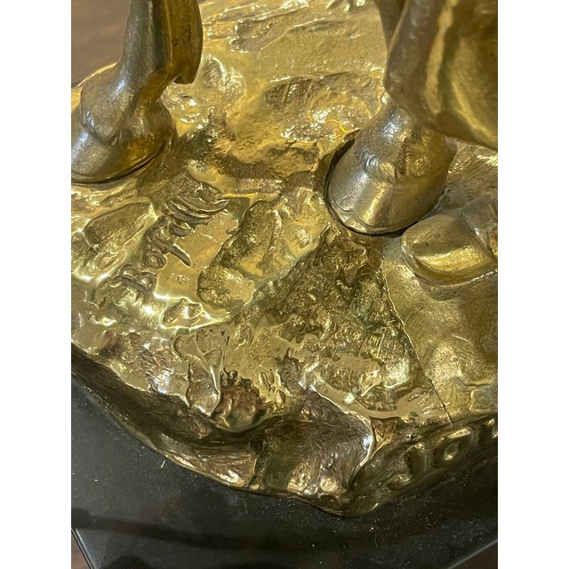 Metal Circa 1900s Antoine Bofill Bronze “Journee Finie” Sculpture Converted to Table Lamp on Marble Base For Sale - Image 7 of 12