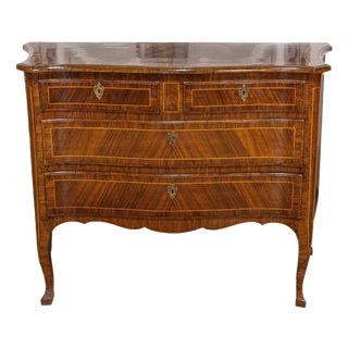 Tuscan 1890s Walnut and Mahogany Four-Drawer Commode with Banding Inlay For Sale