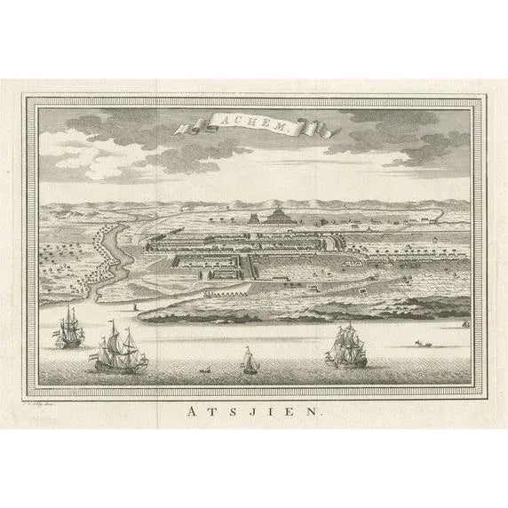 Mid 18th Century Panoramic View of Atjeh on Sumatra, 1756, Paper For Sale - Image 5 of 5