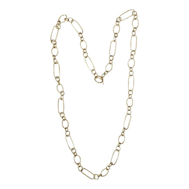 36 Inch Gold Paper Clip Link Necklace For Sale