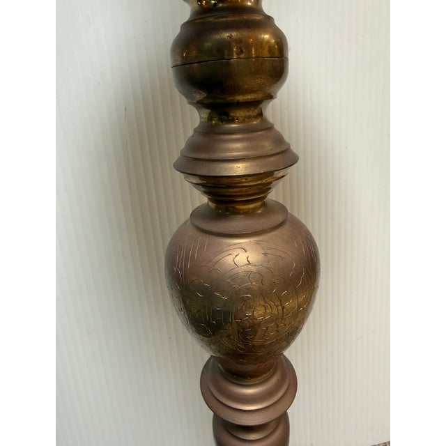 Gold Moroccan Hand Etched Brass Candle Holder, Vintage For Sale - Image 8 of 12