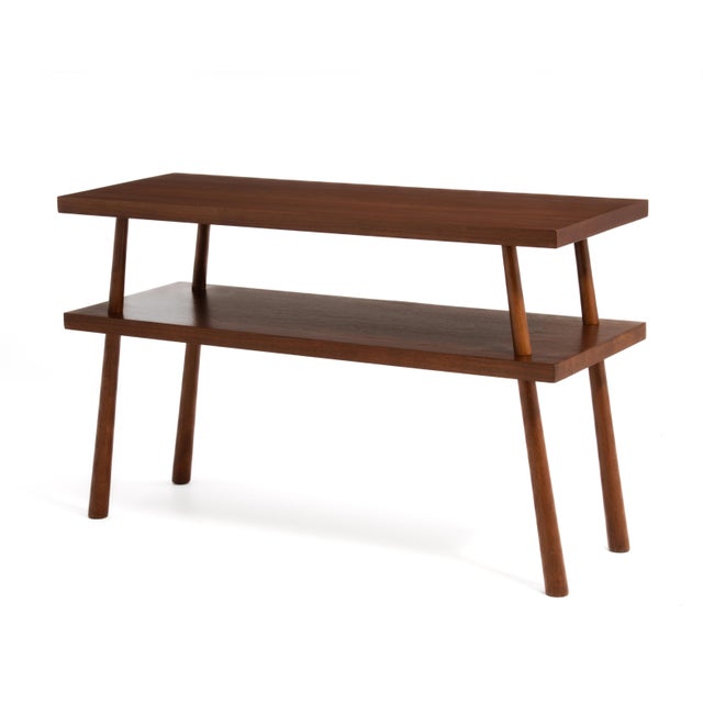 T. H. Robsjohn-Gibbings Widdicomb Walnut Console Hall Table 1952 Restored For Sale - Image 10 of 18