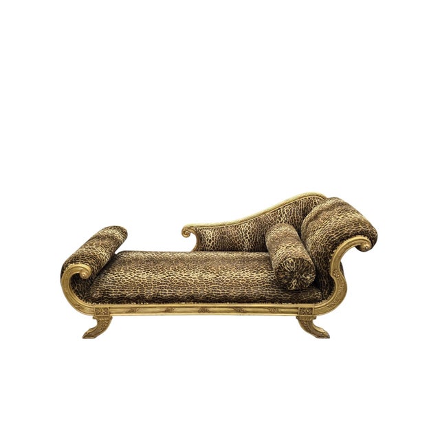 Brown Vintage Henredon Style Hollywood Regency Chaise Lounge For Sale - Image 8 of 11