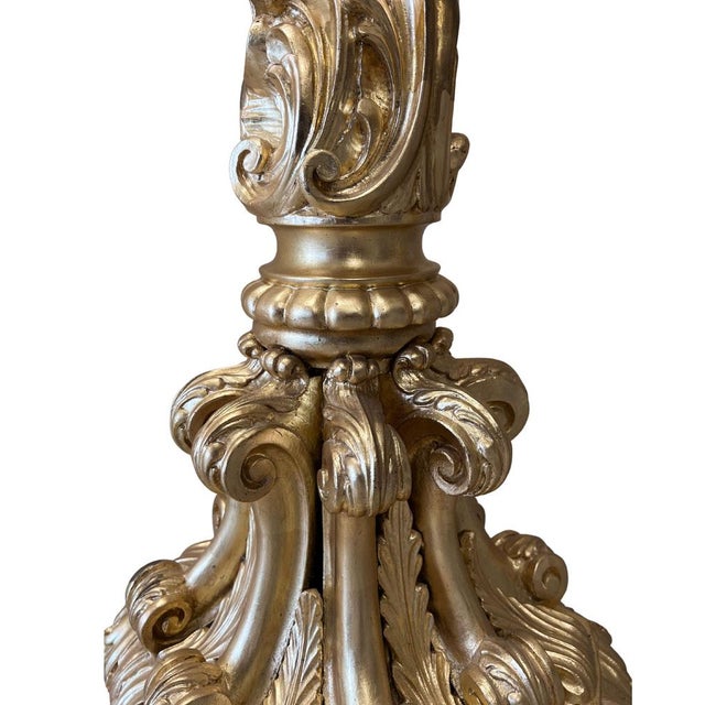 Monumental Carved Wood Candleholders, Set of 2 For Sale - Image 6 of 8