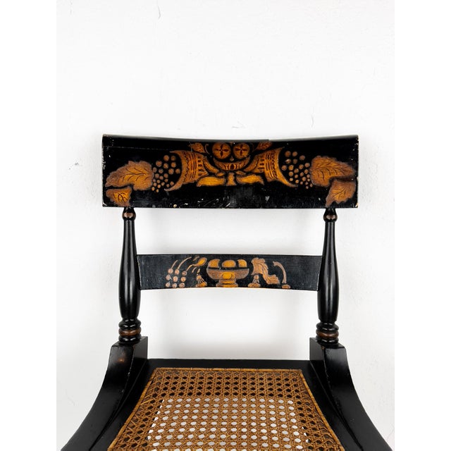 Black Late 19th Century Hitchcock Style Chair With Cane Seat For Sale - Image 8 of 15
