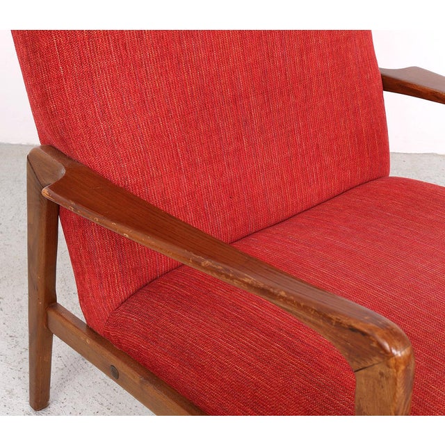 Vintage Danish Wooden Armchairs with Coral Fabric, 1950s, Set of 2 For Sale - Image 9 of 13