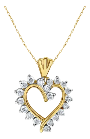 Diamond Heart Shaped Necklace 1.33cttw 14k Yellow Gold 16"