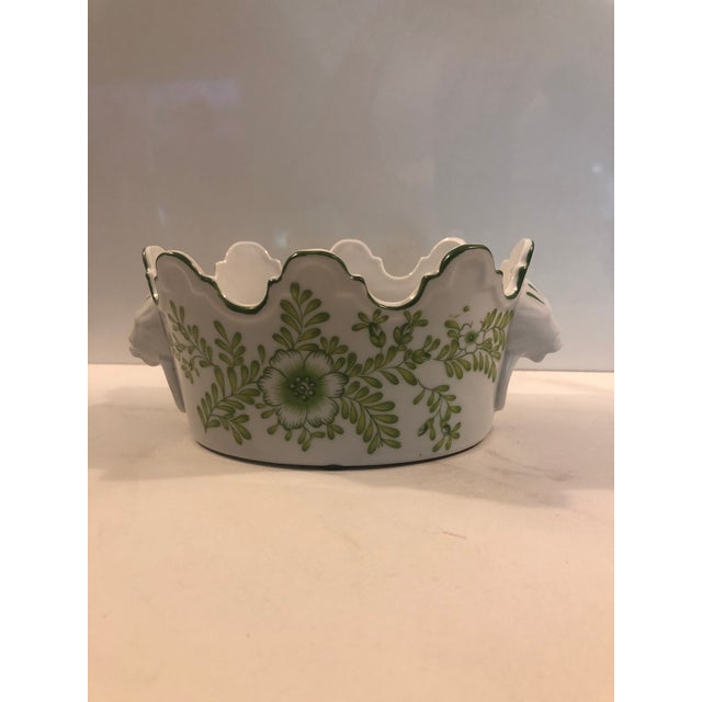 Vintage Scalloped Edged Kelly Green Jardiniere Cache Pot For Sale - Image 11 of 11