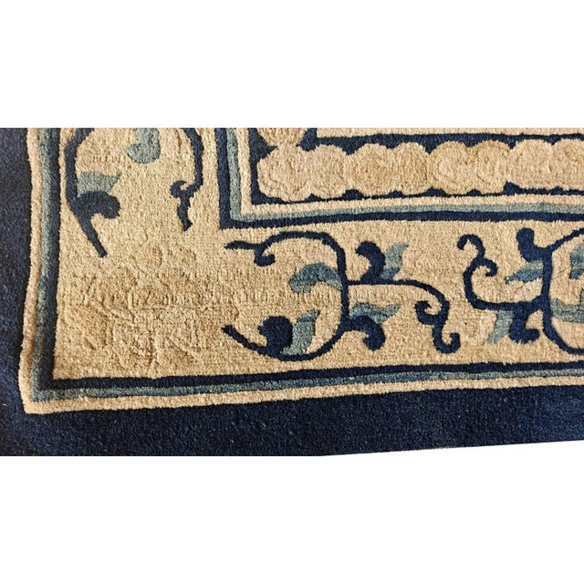 1920s 1920s Beige Ground MedallionTraditional Motif Knotted Antique Chinese Peking Wool Rug For Sale - Image 5 of 7