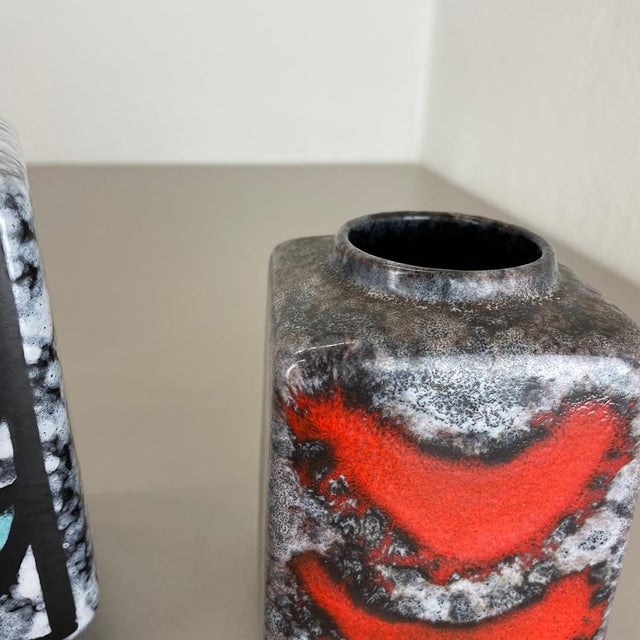 Fat Lava Ceramic Pottery Vases attributed to Strehla Ceramic, Germany, 1970s, Set of 2 For Sale - Image 11 of 18