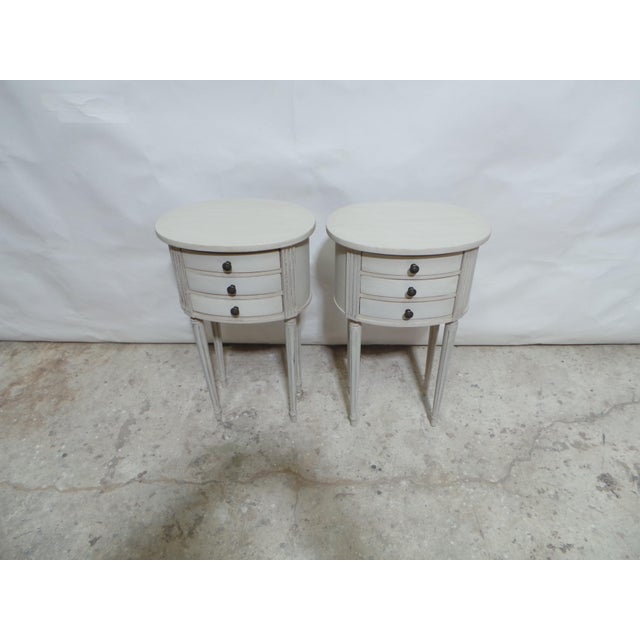 Gustavian Style Unique 3 Drawer Nightstands For Sale - Image 9 of 11