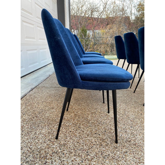 West Elm Blue Mid Century Style Dining Chairs Set Of 8 Chairish