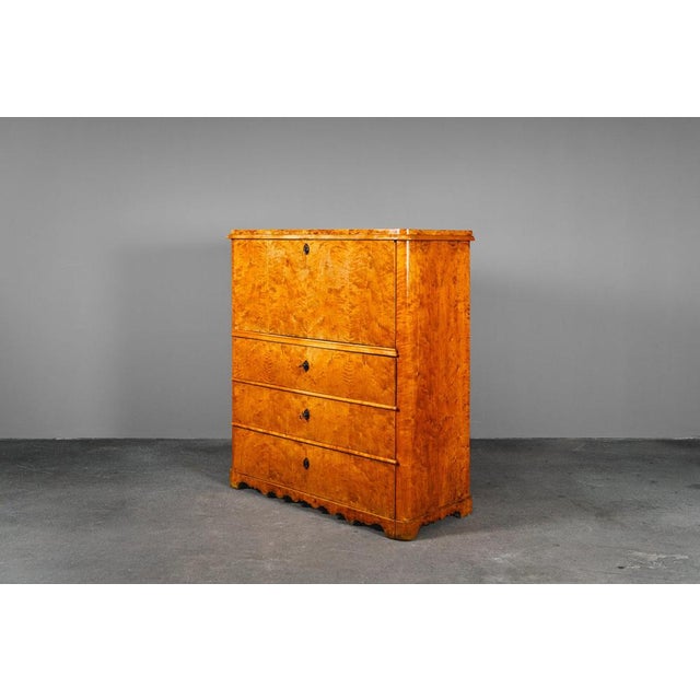 Biedermeier Secretaire in Birch For Sale - Image 4 of 18