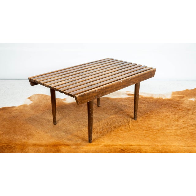 George Nelson Vintage Mid Century Walnut Slat Bench or Table For Sale - Image 4 of 15