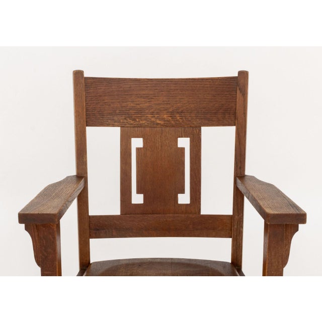 Early 20th Century Arts and Crafts Oak Rocking Chair For Sale - Image 5 of 8