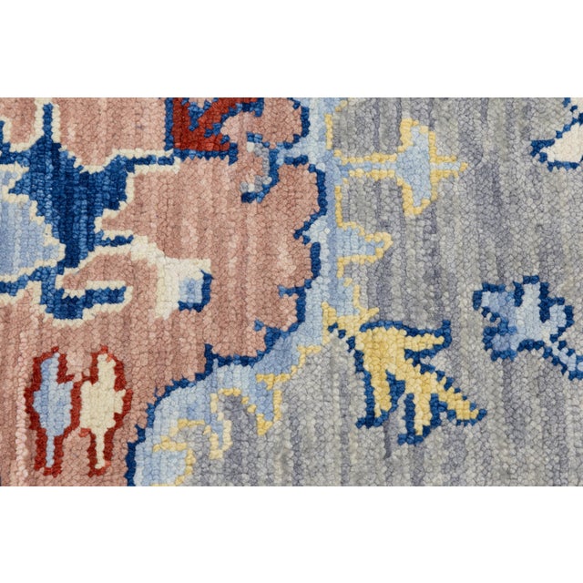 Contemporary Modern Oushak Style Hand-Knotted Wool Rug in Slate Grey & Pastel For Sale - Image 4 of 12