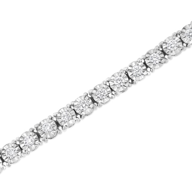 14K White Gold 3.0 Cttw Lab Grown Diamond Illusion-Set Miracle Plate Tennis Bracelet (F-G Color, VS1-VS2 Clarity) - Size 7.25" For Sale - Image 4 of 6