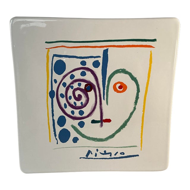 1990s Picasso Style Living “The Heart” Ceramic Trivet Plate For Sale