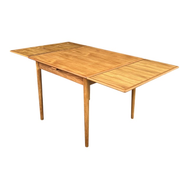 1960s Danish Modern Teak Extendable Dining Table With 2 Leaves, Square Top & Tapered Legs For Sale - Image 13 of 15