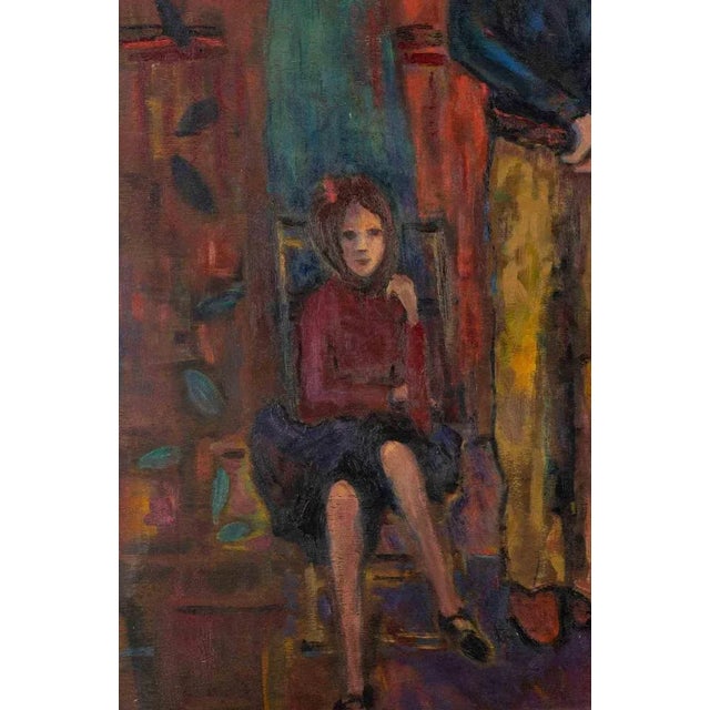 Modern Sirio Pellegrini, The Family, Oil Painting, 1969 For Sale - Image 3 of 5