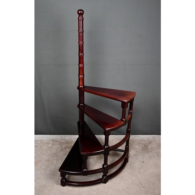 Library Staircase in Stained Beech, 1900s For Sale - Image 4 of 15