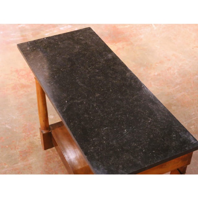 French 19th Century French Empire Carved Walnut Console Table With Black Marble Top For Sale - Image 3 of 14
