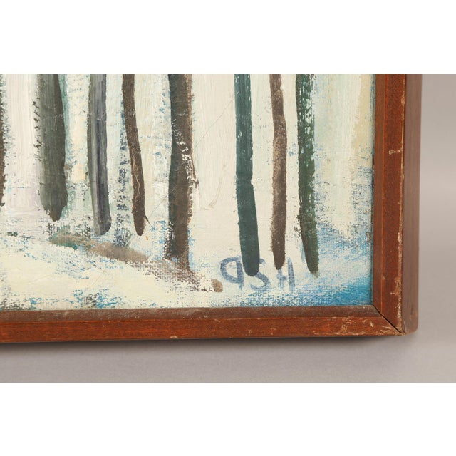 Brown Mid 20th Century John Ash (British, 1926-1999) Snowy Urban Scene, Oil on Canvas For Sale - Image 8 of 9
