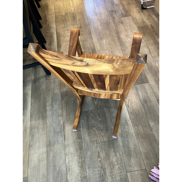1990s Martin & MacArthur Hawaiian Slat Back Rocking Chair - Solid Hawaiian Curly Koa & Select Koa For Sale In Santa Fe - Image 6 of 7