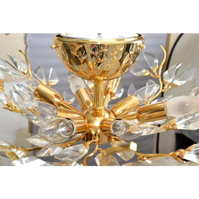 Stilkronen Mid-Century Modern 8 Light Gold Plate Brass &Crystal Chandelier Italy For Sale - Image 10 of 13