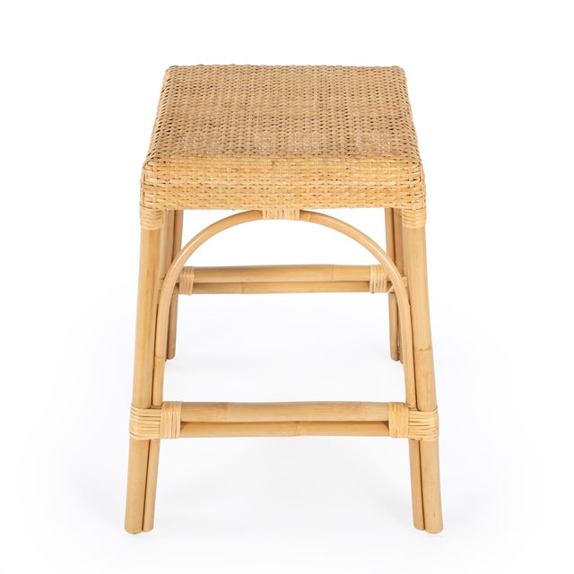 Spritely Home Accent Furniture Robias 24.5 in. Seat Height Rectangular Rattan Backless Counter Stool with Footrest, Natural/ Natural Rattan Frame For Sale - Image 4 of 9