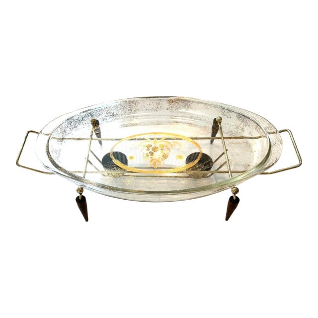 1960s MCM Georges Briard Firestone Casserole With Warming Stand For Sale
