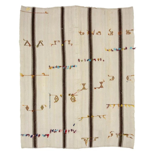 Textile 1960s Vintage Turkish Kilim Rug- 6′7″ × 7′10″ For Sale - Image 7 of 7