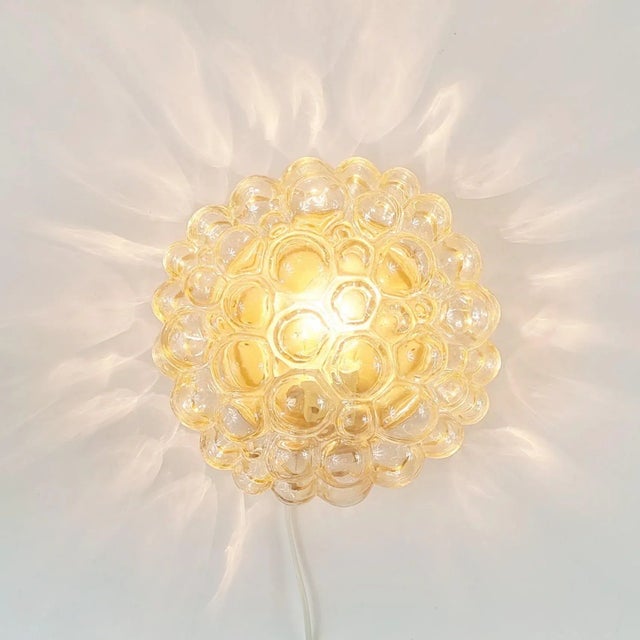 Mid-Century Amber Bubble Glass Flush Mount attributed to Helena Tynell for Limburg, 1960s For Sale - Image 6 of 10