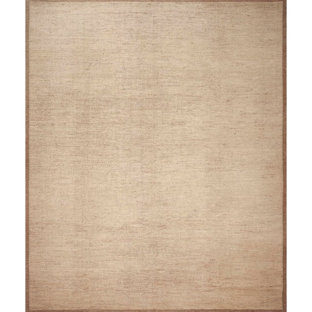 Calm and Relaxing Stillness Framed Contemporary Swedish Inspired Solid Rug in Warm Neutrals, Country of origin: Central...