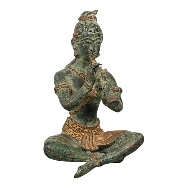 C. 1900 Bronze Oriental Antique Bronze Decorative Musician Figure For Sale