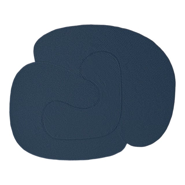 Riff Rug, 4x6ft, Medium Blue, From Souda, Braided, Coiled Wool Area Rug For Sale