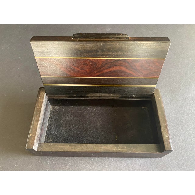 Ebony 1960s Mid Century American Studio Craft Solid Ebony and Rosewood Box For Sale - Image 8 of 11
