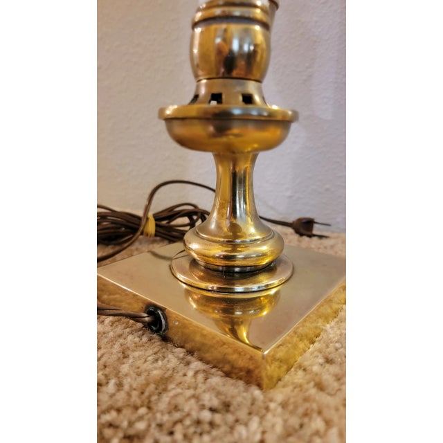 Vintage Mid-Century Stiffel Attributed Brass Powder Horn Table Lamp For Sale - Image 11 of 12
